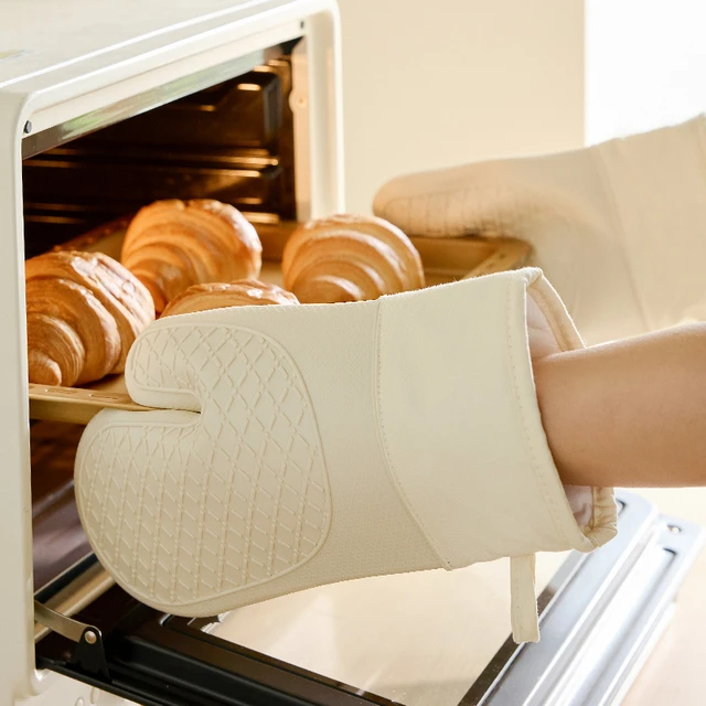 meelyhome硅胶隔热防烫手套厨房烤箱手套加厚耐高温烘焙隔热手套