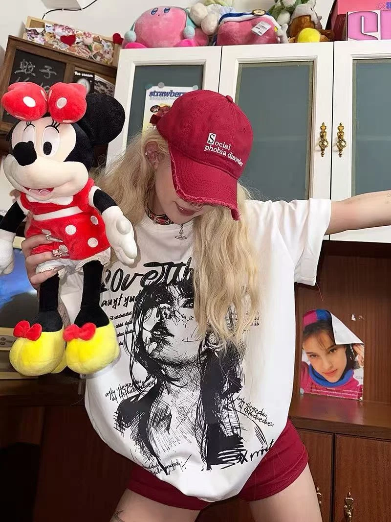 ꜱɪxᴍɪɴᴜ@1.（短袖）纯棉美式复古潮牌重磅上衣情侣百搭休闲宽松ins