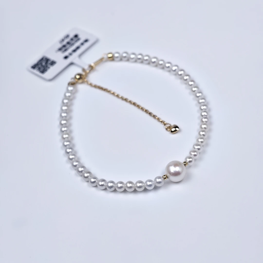 【婕妤甄选】18k金豆豆海水akoya淡水小米4-8珍珠手链