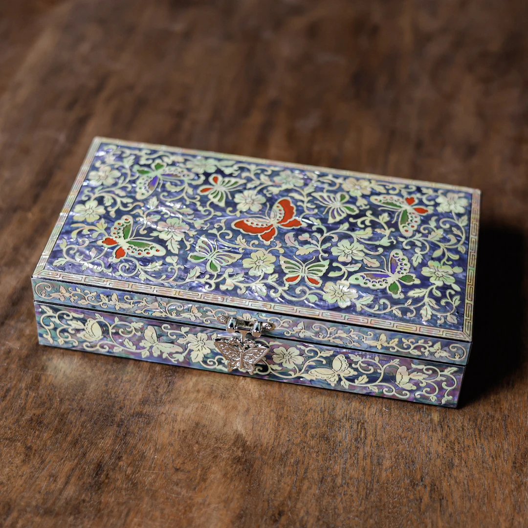 阿茶  D-008鲍鱼贝长方盒满镶