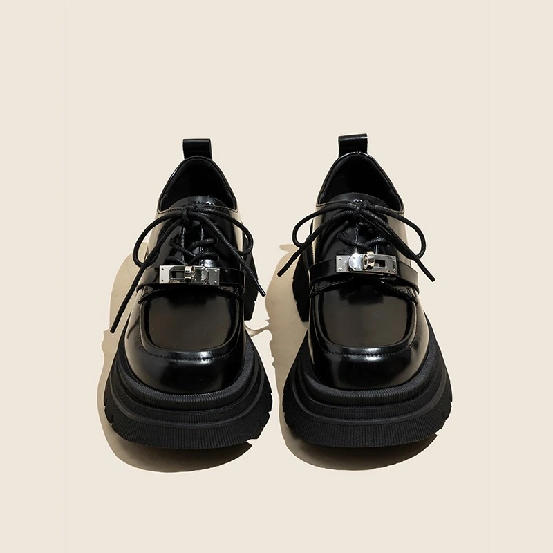 08小皮鞋女英伦风单鞋2025新款春季爆款厚底松糕乐福鞋
