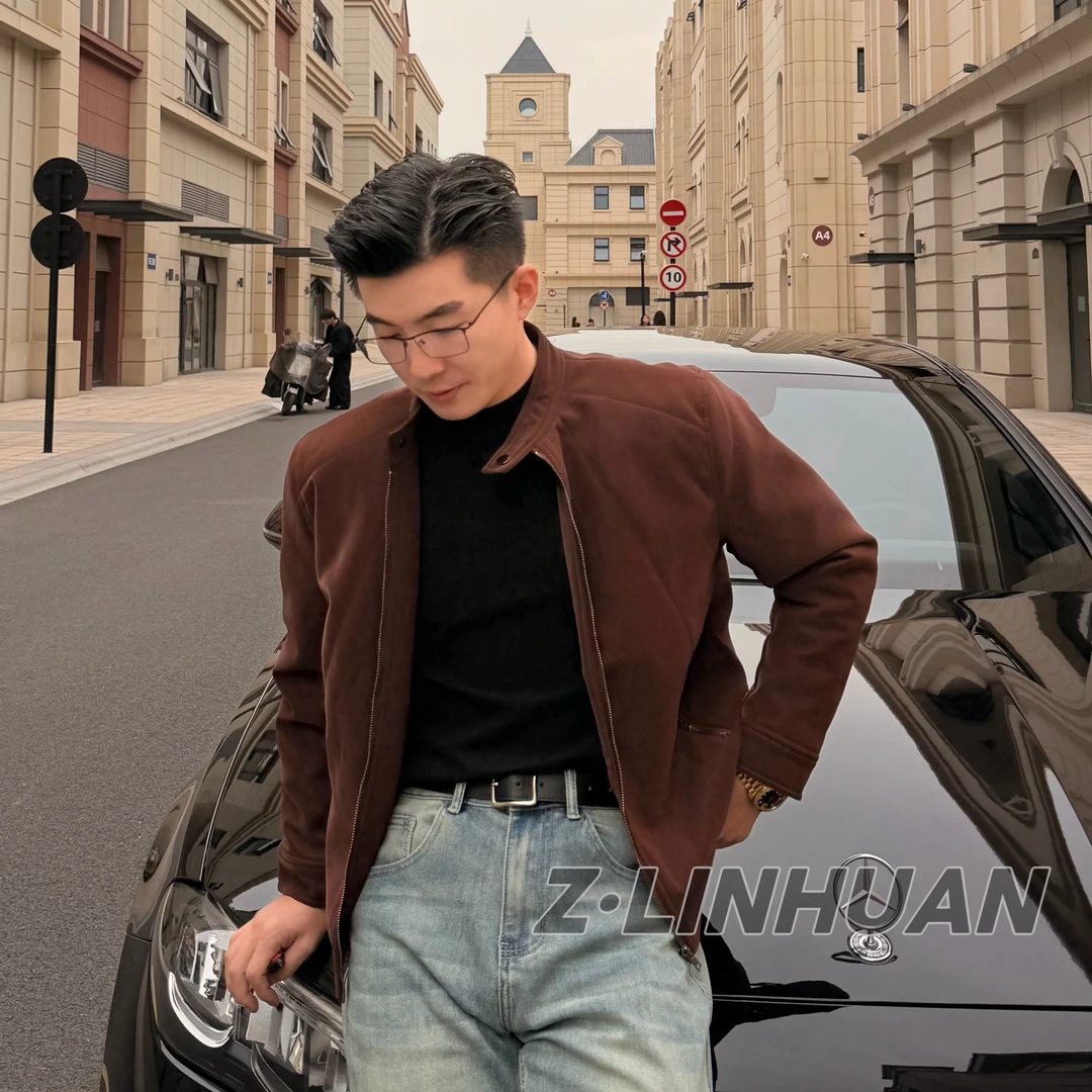 HG-冬季硬汉机车美式复古男士加棉皮夹克