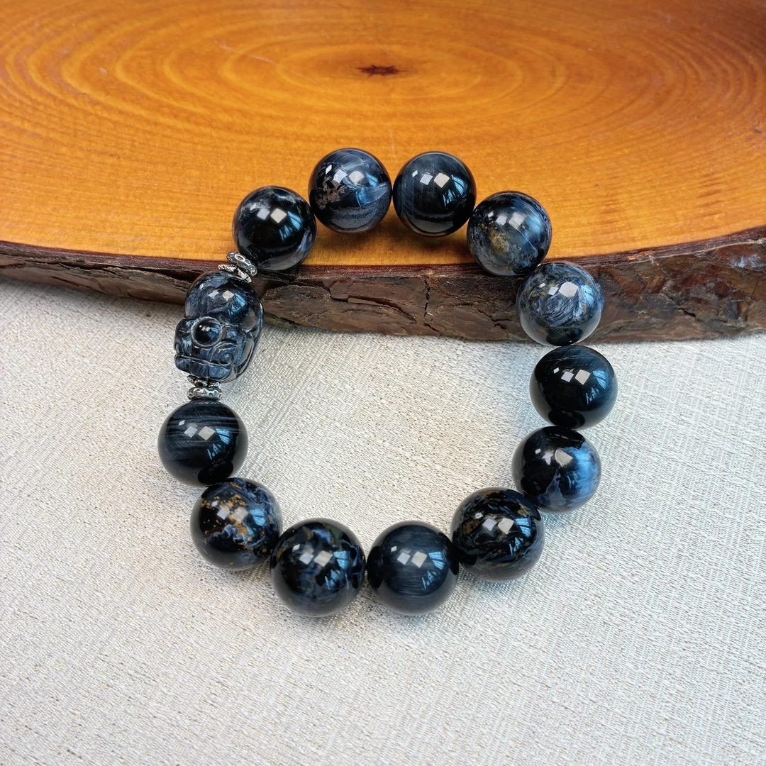 天然彼得石搭配蓝虎眼手串