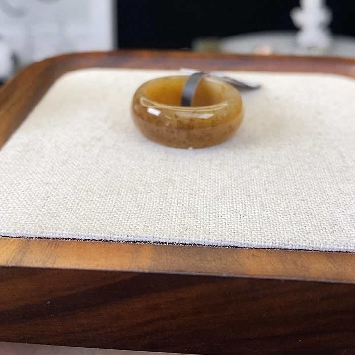 和田玉（糖玉）未镶嵌戒指Z85 糖色轮胎18.6