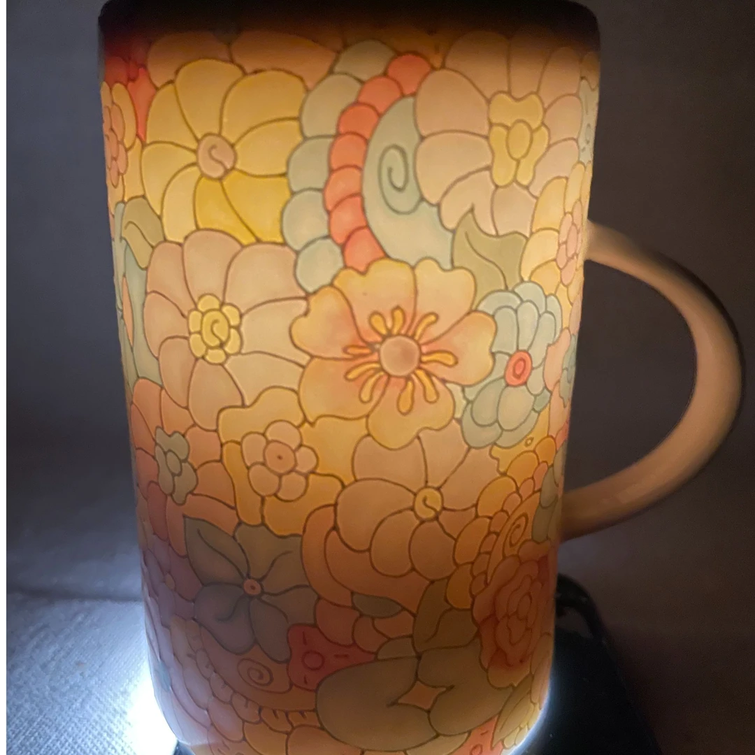 景德镇万花杯沥线陶瓷手工手绘创意家用主人杯（大号）【礼盒包装】