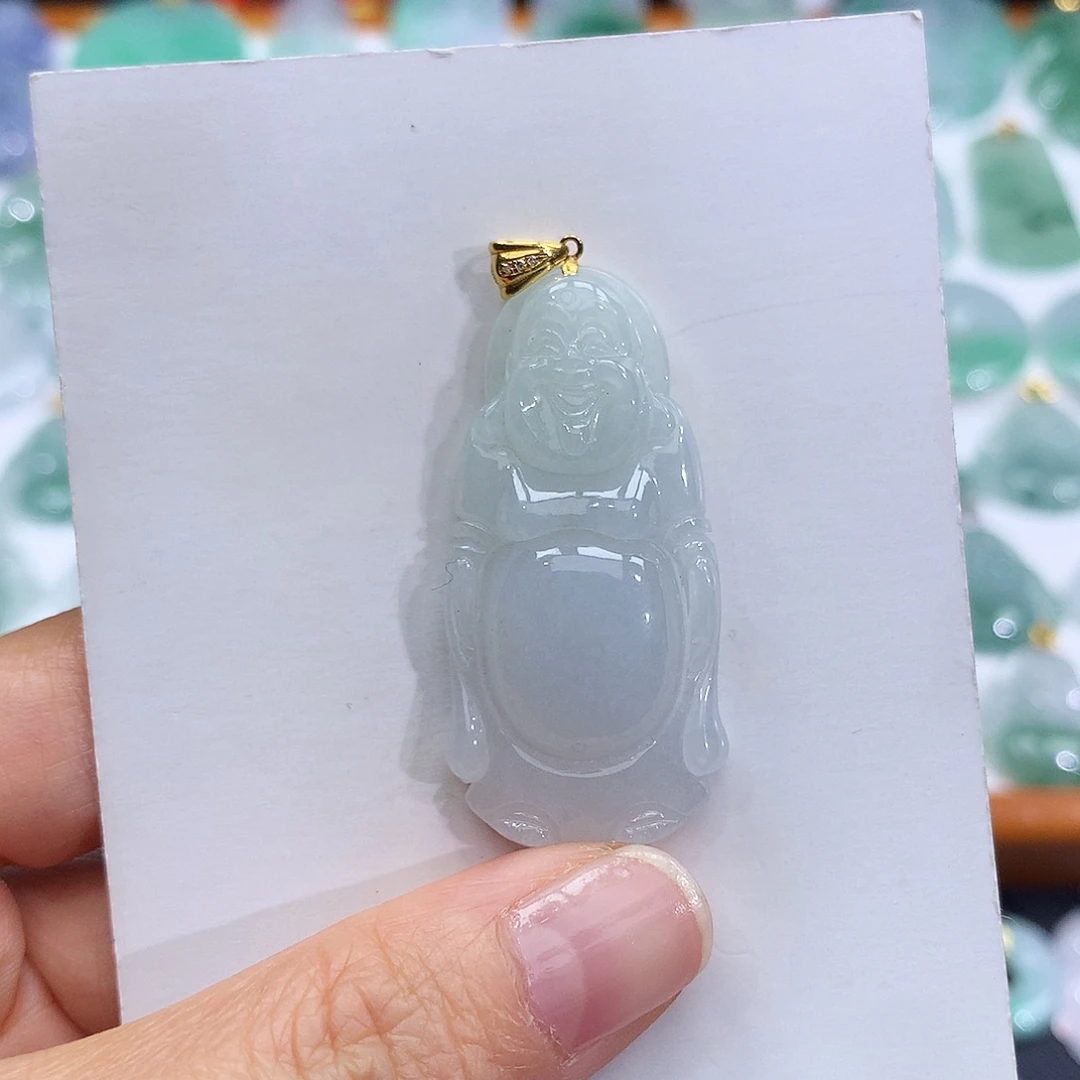 翡翠18K金镶嵌颈饰翡翠吊坠