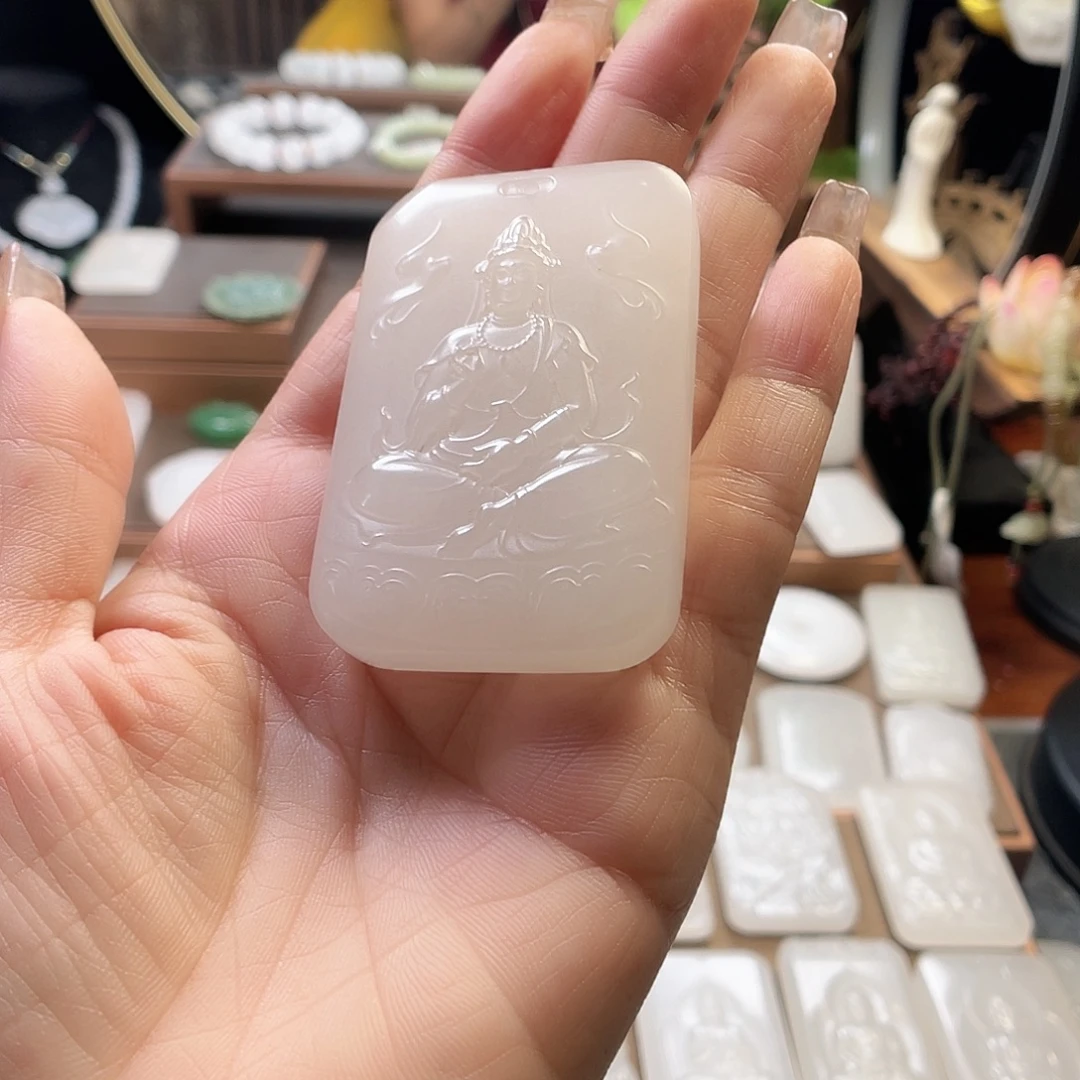 真***新颈饰未镶嵌石英质玉（金丝玉）新疆金丝玉双面雕工