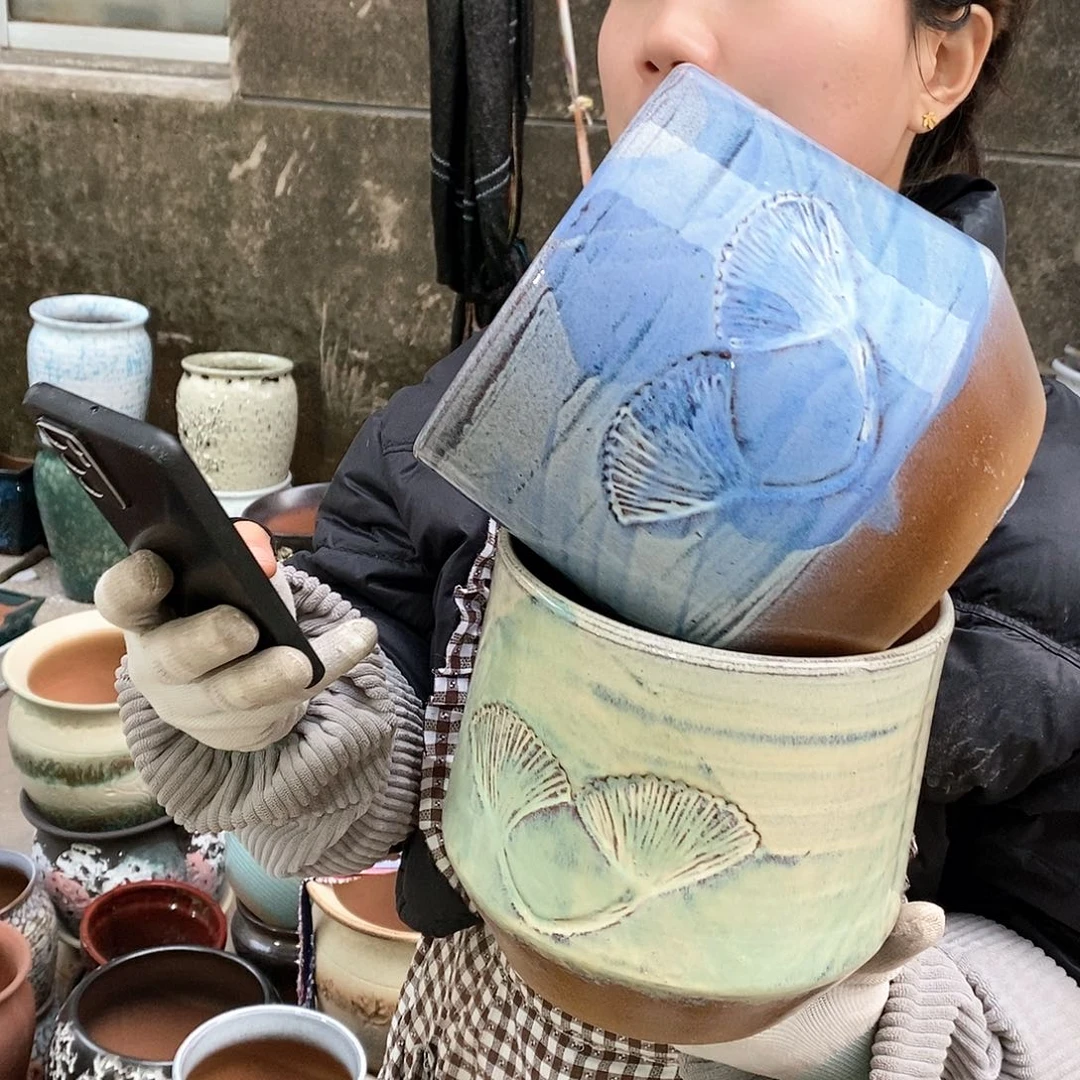 紫砂花盆瑕疵口17高17