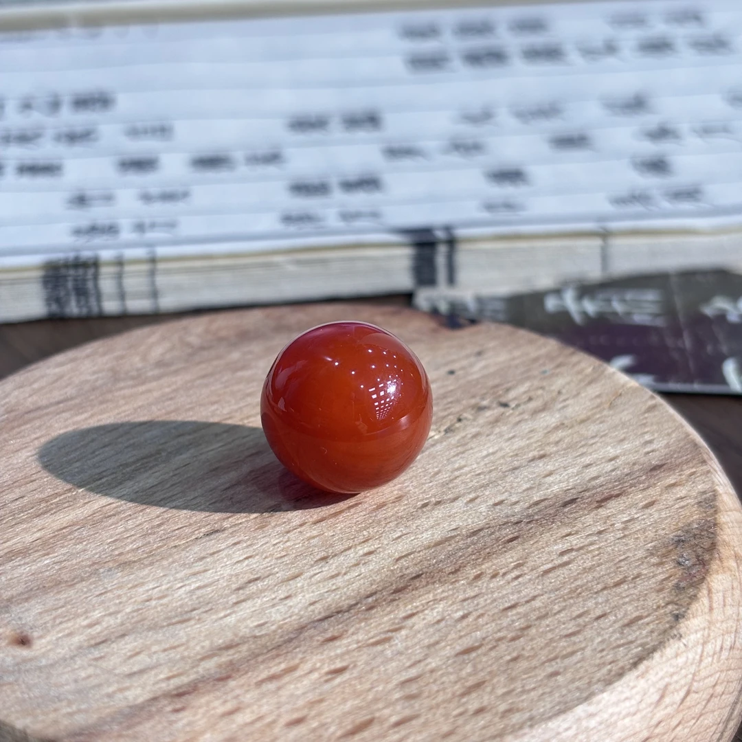 【真石】满色满肉红玛瑙锦红色大龙珠单珠