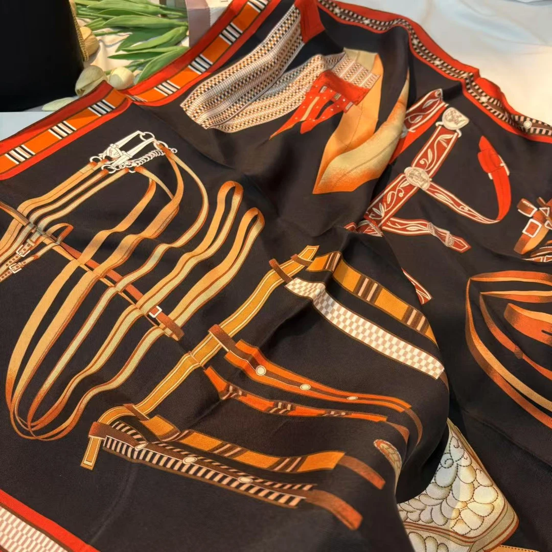 【100巴拿绸方巾-BNC-100-P-9510】双面95cm丝巾时尚女百搭气质经典