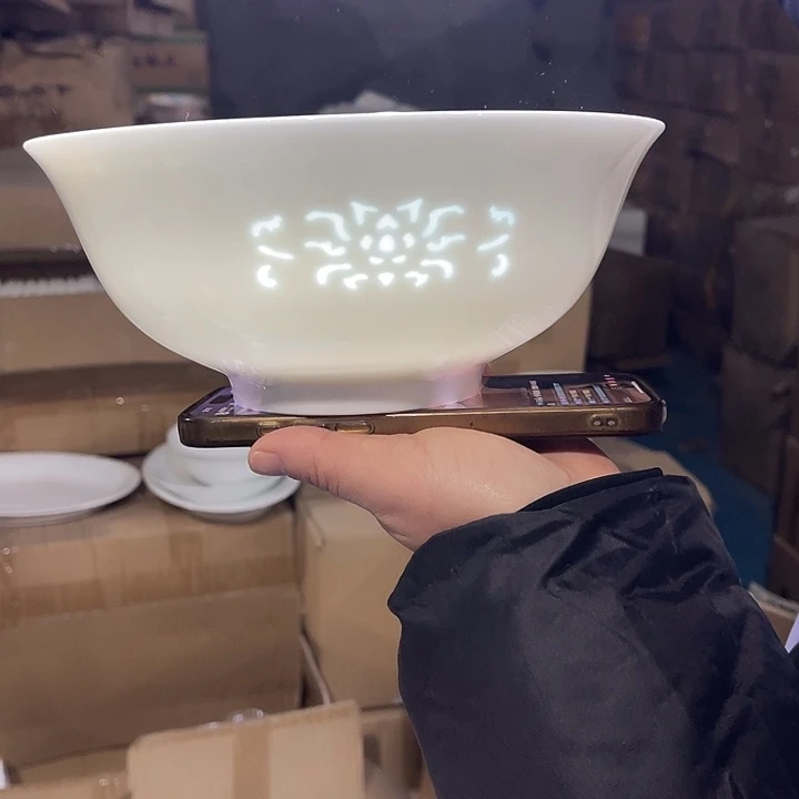 瓷片玲珑8.25英寸汤碗一个，包邮