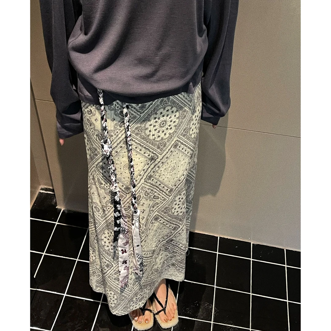 Vena Label25SS春夏新款 复古时髦印花设计感高腰裙