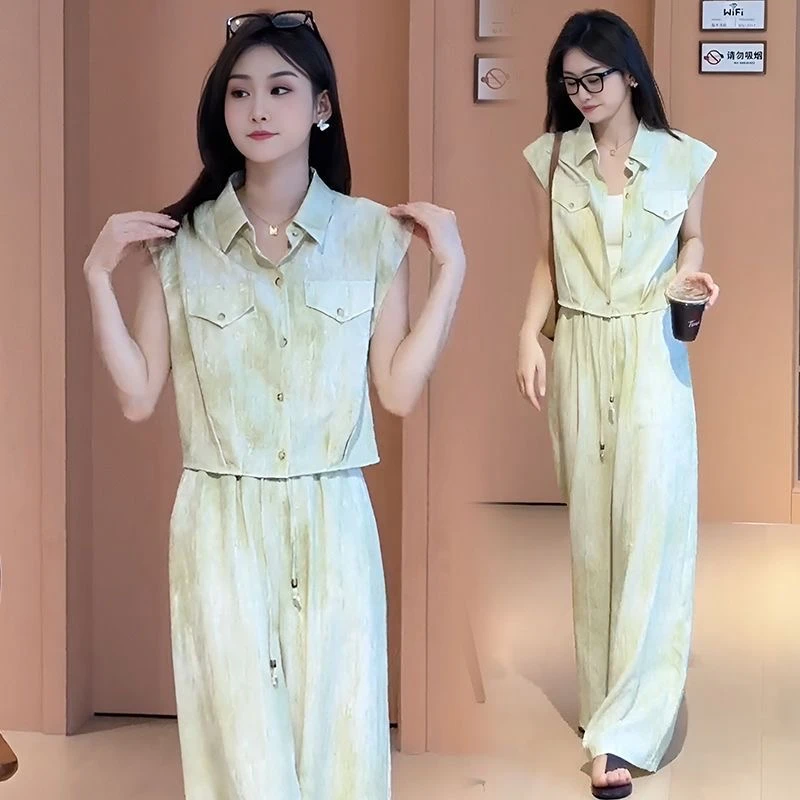 面料细节控必入！轻奢冰感麻套装冰凉面料套装8813