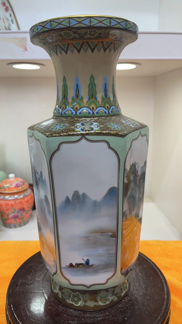 景德镇市高温陶瓷花瓶 六方瓶