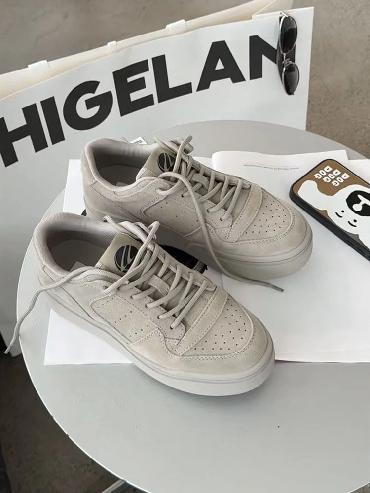 诗歌兰厚底增高运动鞋女2025年新款真皮轻便百搭休闲板鞋子90266