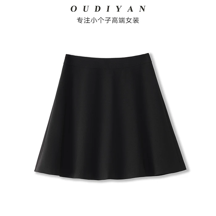 OUDIYAN | 小个子高端女装 夏款高腰百搭Naia醋酸防走光A字小黑裙