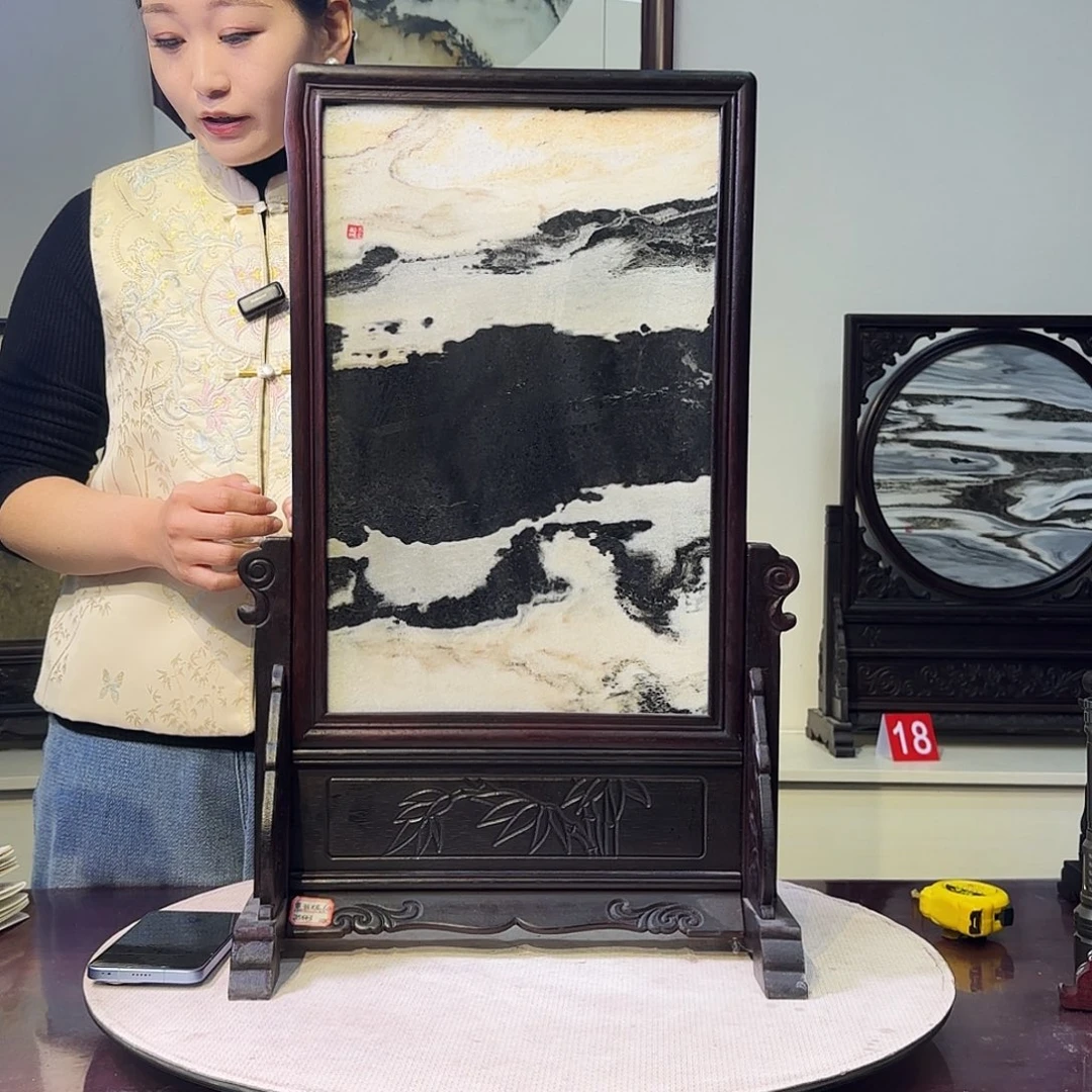 嘉***华石材天然大理石画屏风摆件