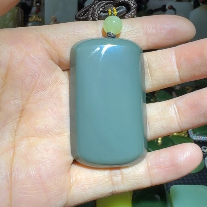 和田玉未镶嵌颈饰鸭蛋青无事牌50
