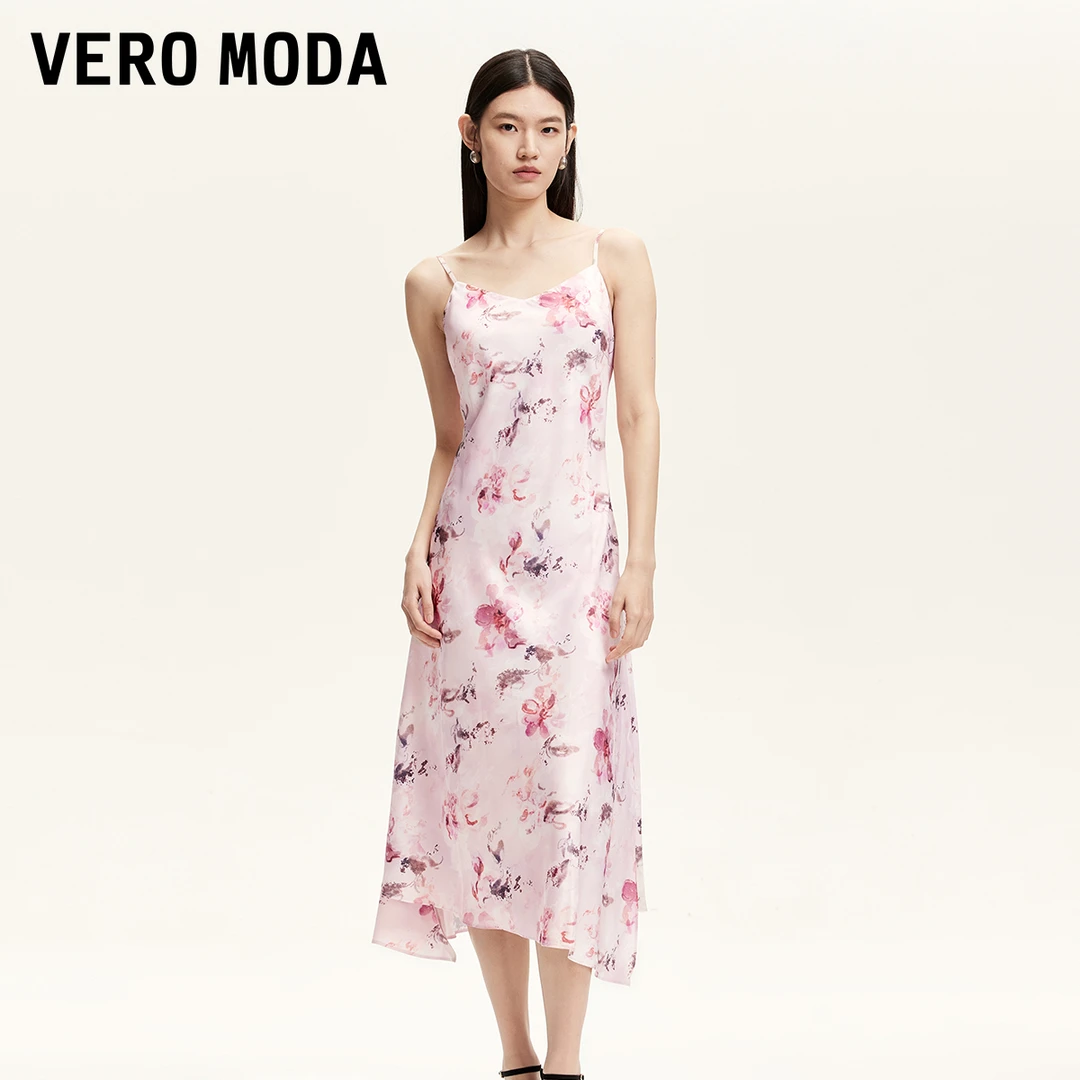 Vero Moda连衣裙2025夏日穿搭光泽感百搭可调节肩带裙32527A019