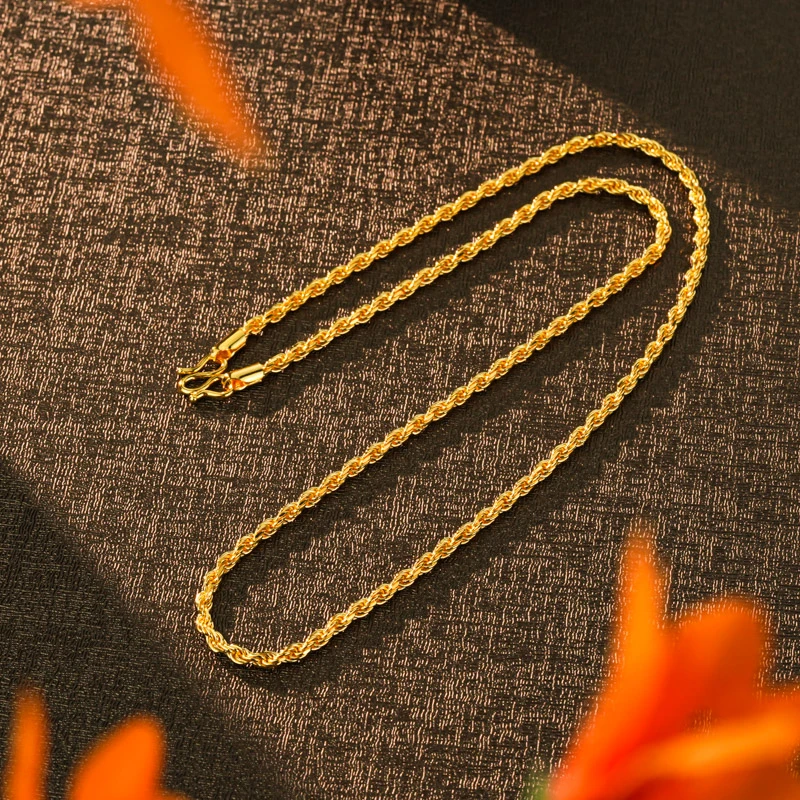 链子足银 足银麻花项链时尚手工