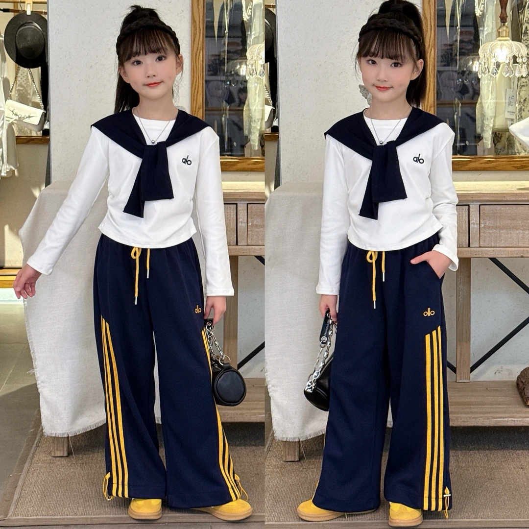 女童春秋季休闲阔腿套装2025新款洋气时尚女孩中大童宽松百搭套装