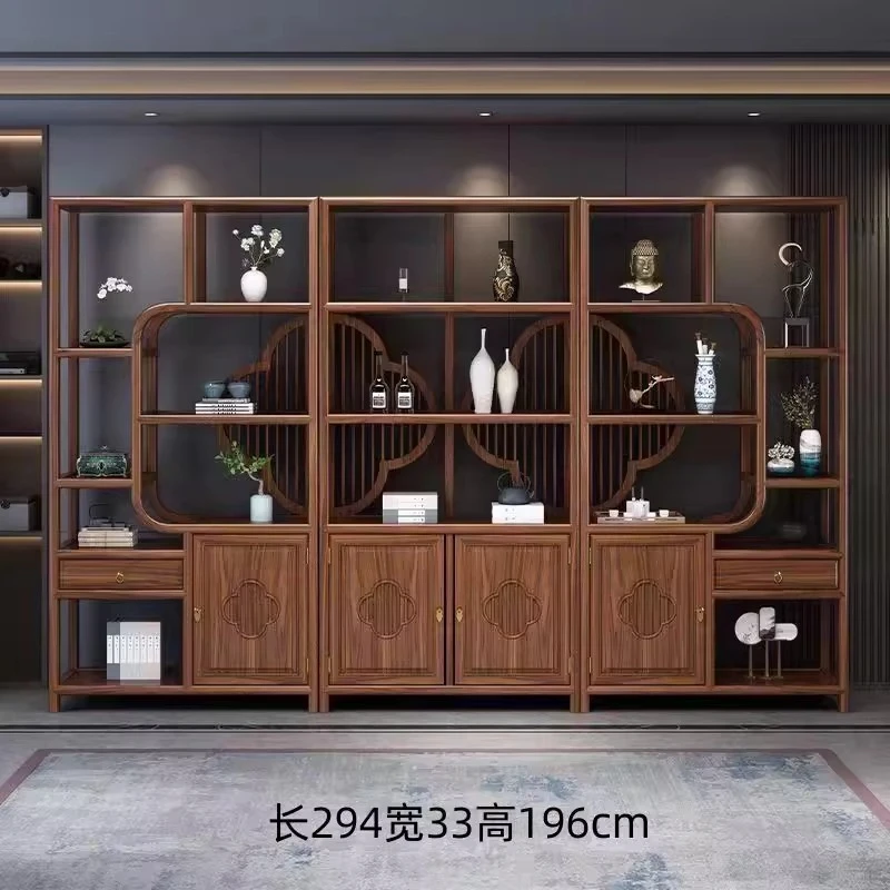 实木博古架新中式茶室多宝阁隔断展示架茶叶柜仿古书架办公置物架