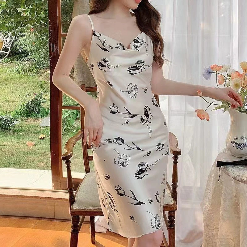 睡裙夏季冰丝绸薄款纯欲甜辣风少女吊带背心睡衣轻奢高级感家居服