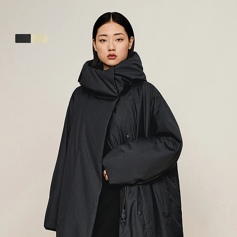 【双面双穿】LESS2024年冬新款连帽宽松中长款羽绒服2O0C12740