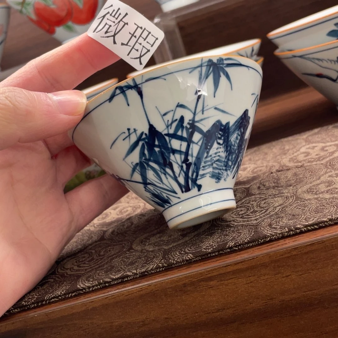 釉下手绘茶具微瑕
