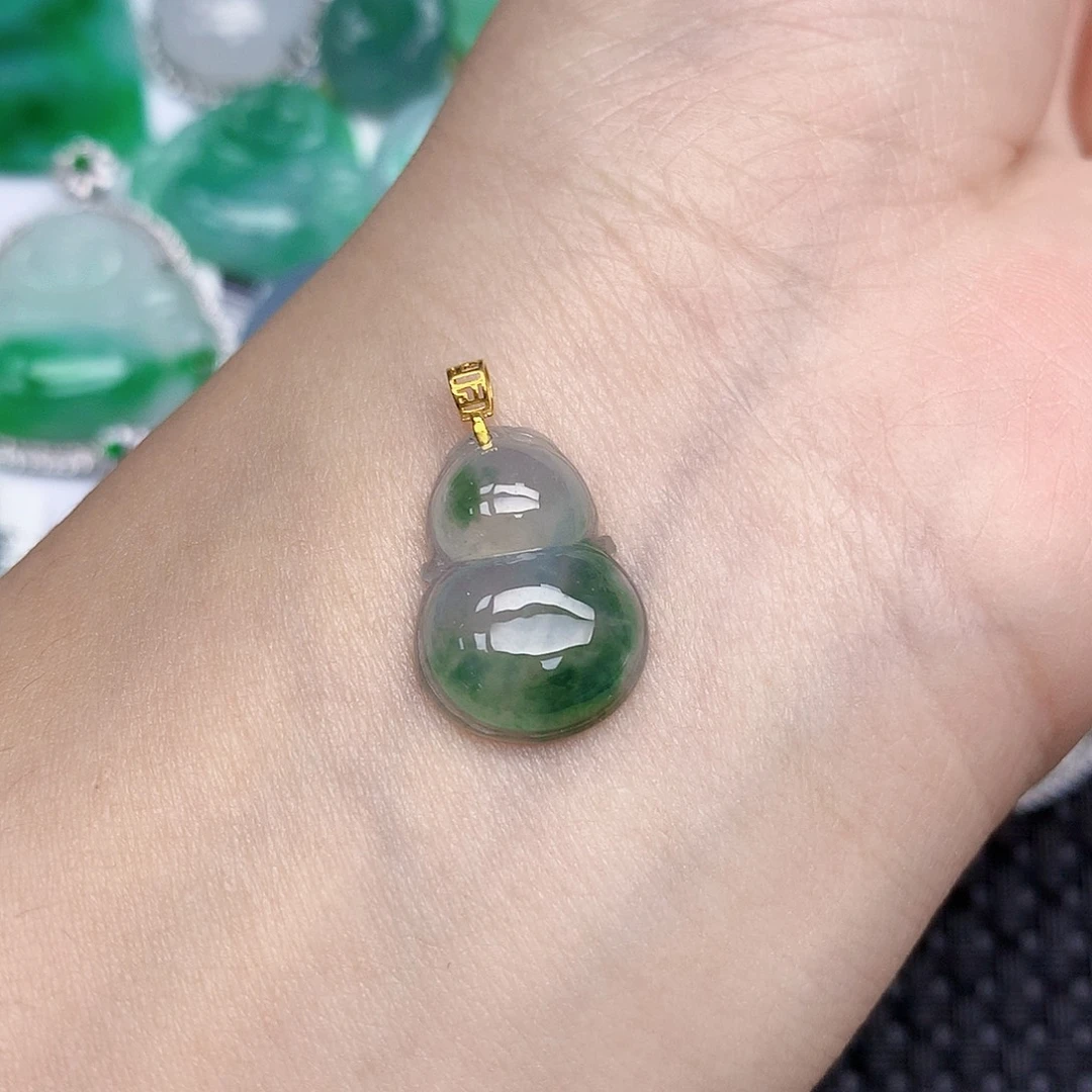 翡翠18K金镶嵌颈饰天然缅甸翡翠a货百元以上9元证书费自理