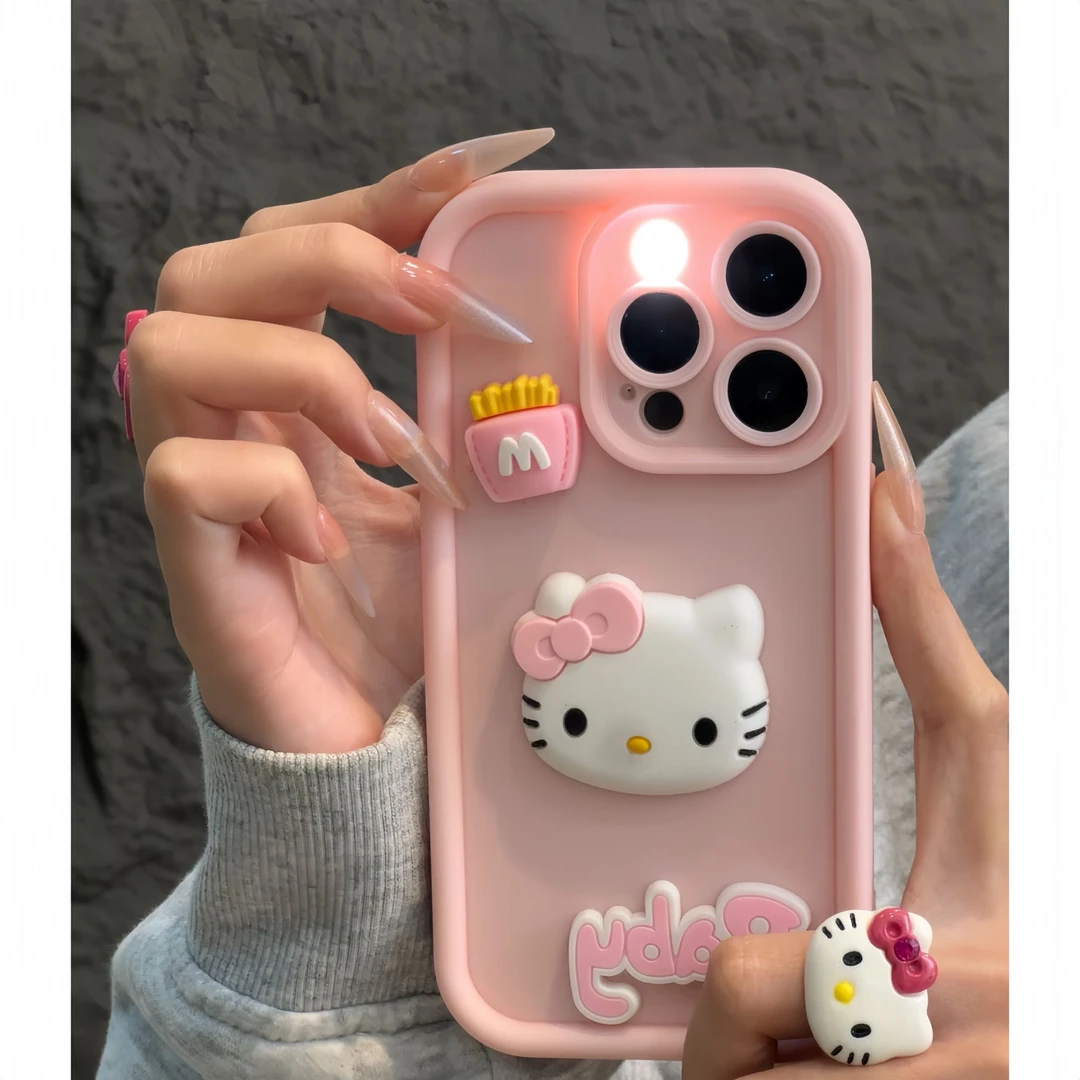 夕与空立体baby凯蒂公仔适用苹果16阶梯手机壳vivo华为oppo小米15