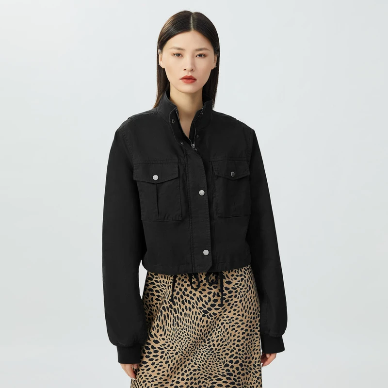 哥弟真的好女装新款单排扣休闲棒球服短夹克外套A400688