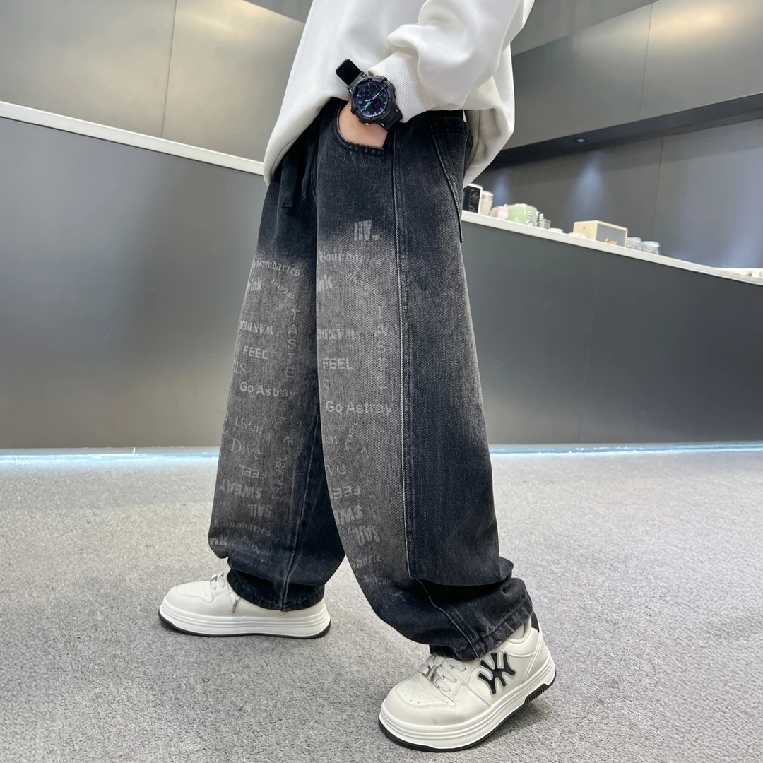 男童裤子春秋款2025新款中大童秋装长裤儿童秋款直筒牛仔裤男孩潮