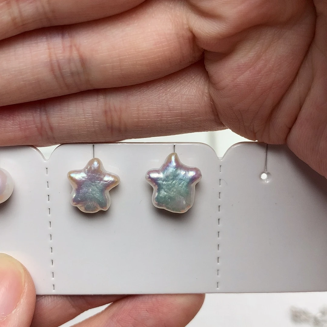 银S925镶嵌淡水珍珠耳饰12mm