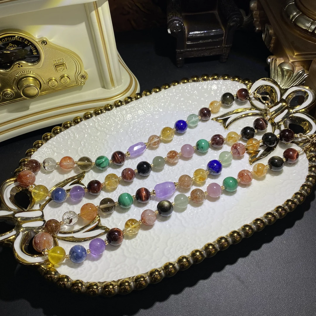 B381-天然老矿料水晶多宝项链设计款-多样性发其一