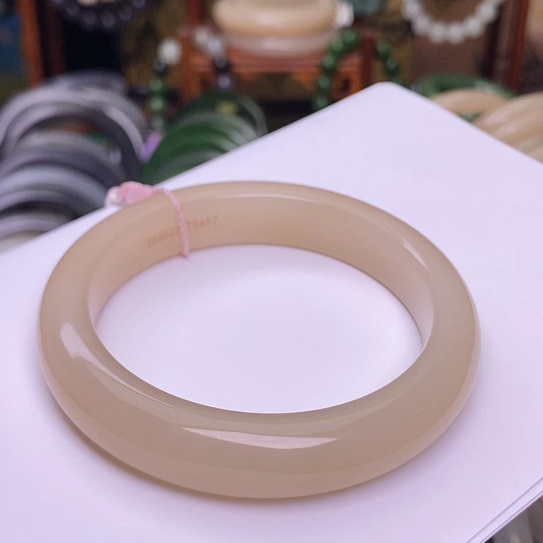 和田玉戒指未镶嵌收藏级和田玉红藕粉手镯56.4