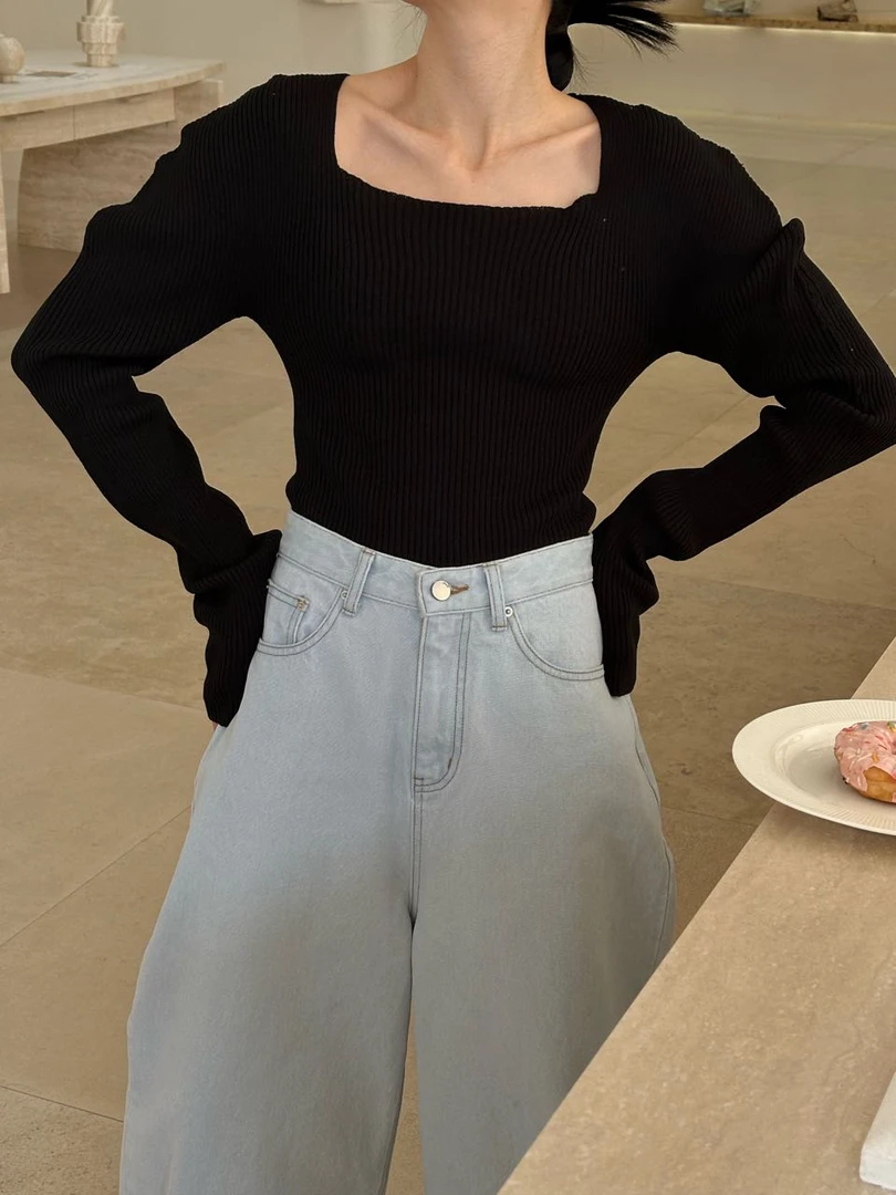 方领买手款拱型肩毛衣#63832