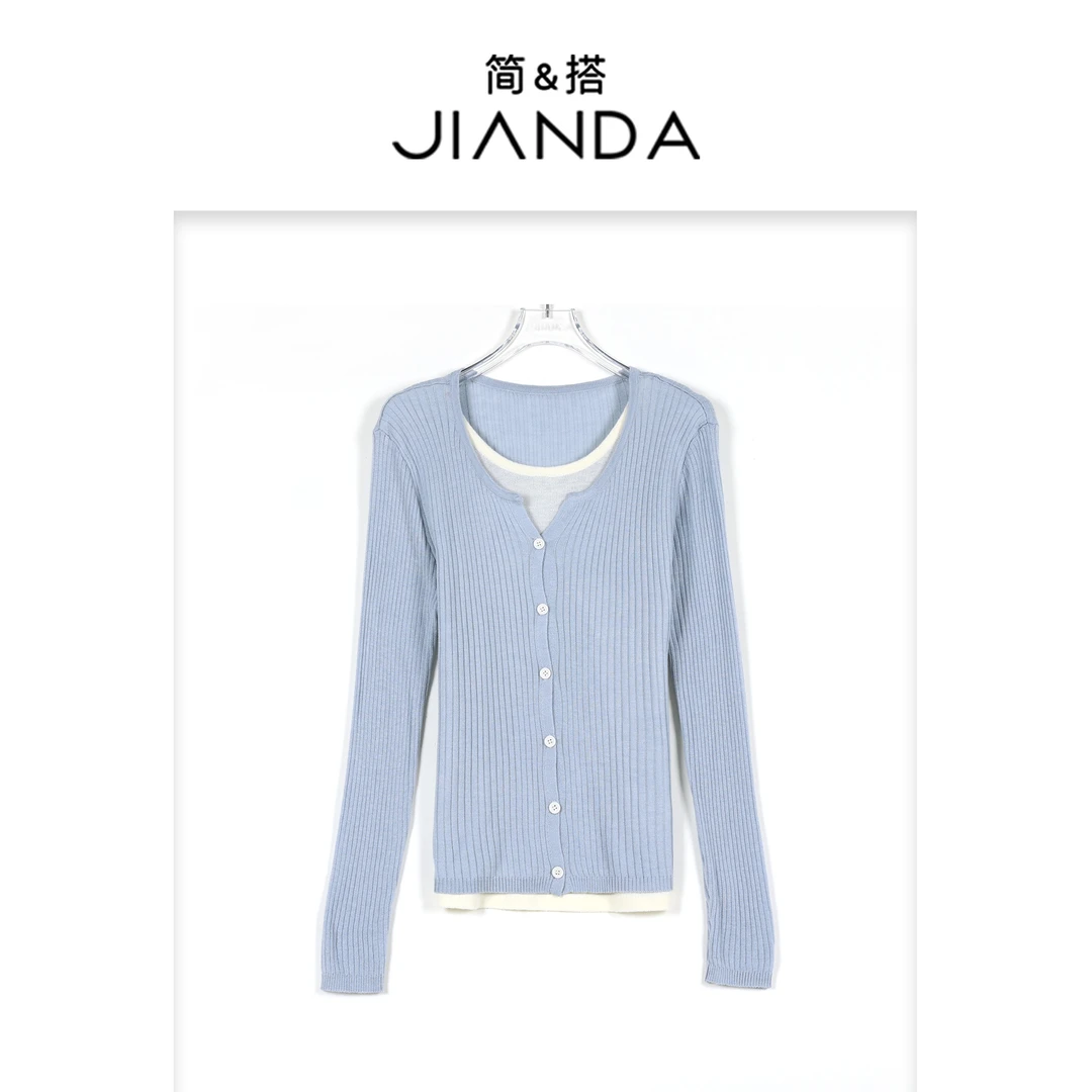 简&搭【千屿Sheila】假两件竖纹开衫251-KS/0313-319