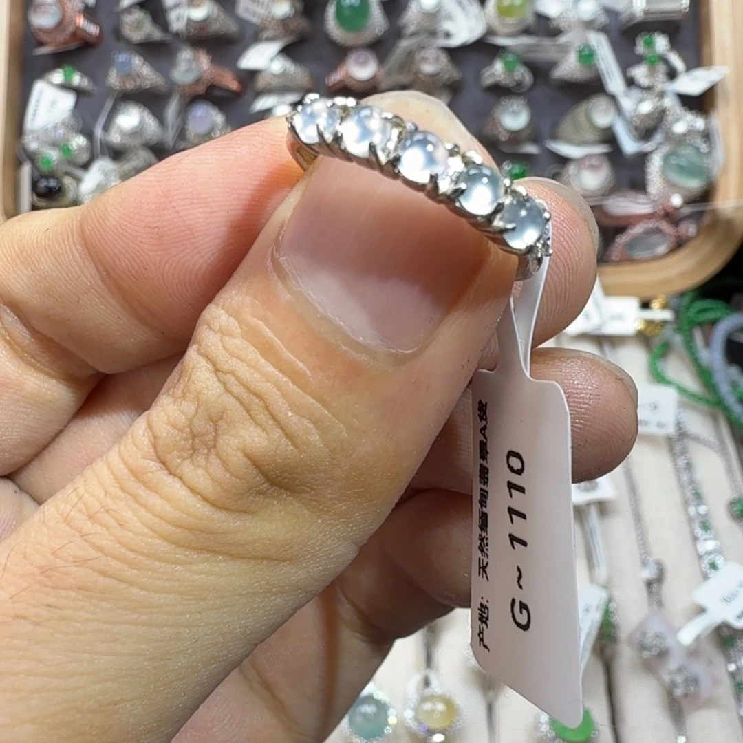 翡翠银S925镶嵌戒指天然缅甸翡翠A货