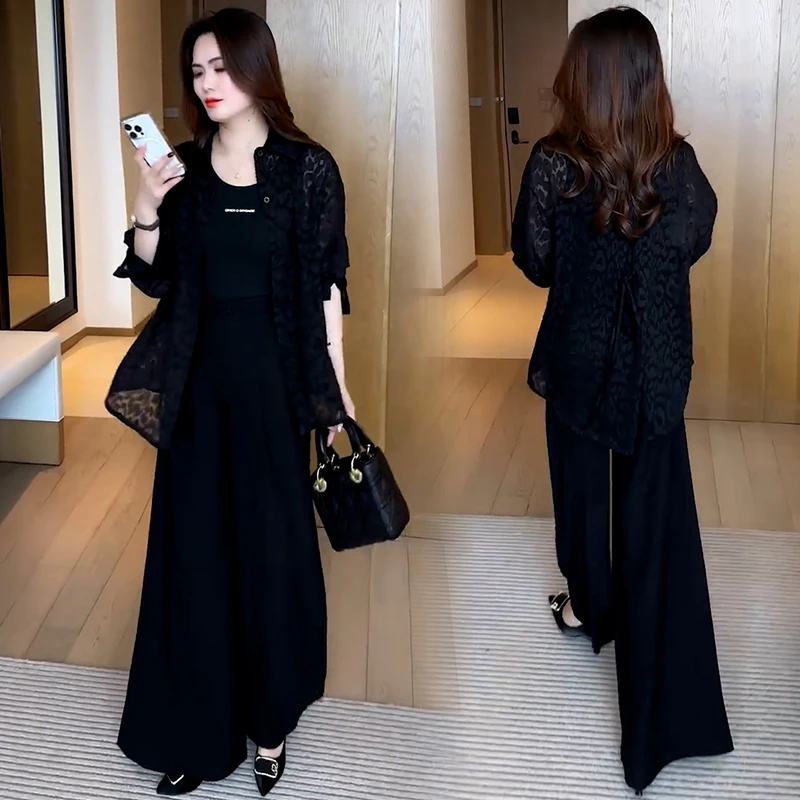 时尚长袖雪纺衬衫女春夏新款洋气宽松显瘦设计感后开叉防晒衫外套