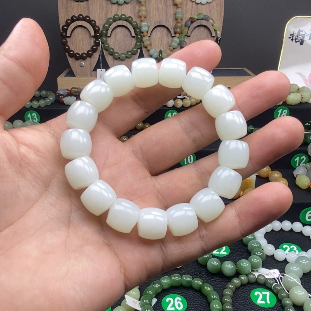 和田玉手链未镶嵌和田玉白玉卡14
