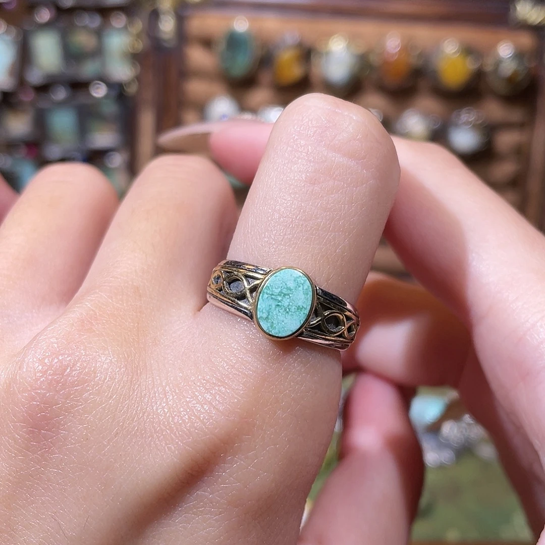 绿松石银S925镶嵌戒指