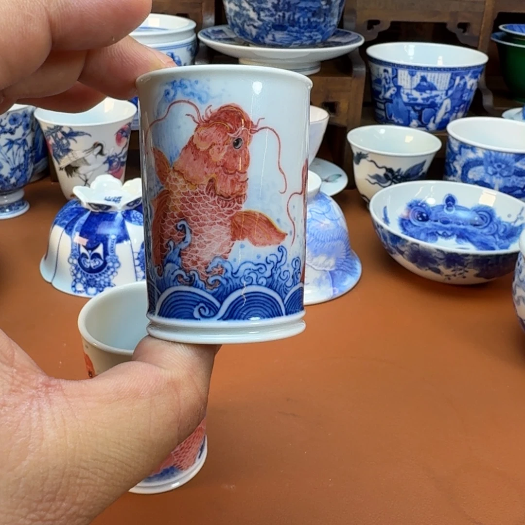 我***看杯子陶景德镇全手工手绘陶瓷