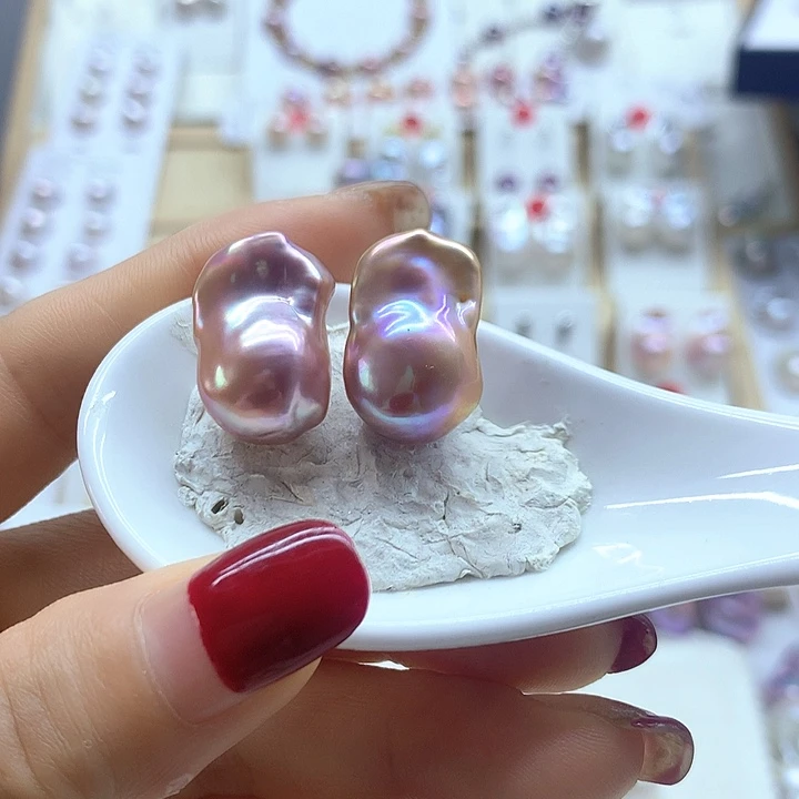 银S925镶嵌淡水珍珠耳饰螺****9