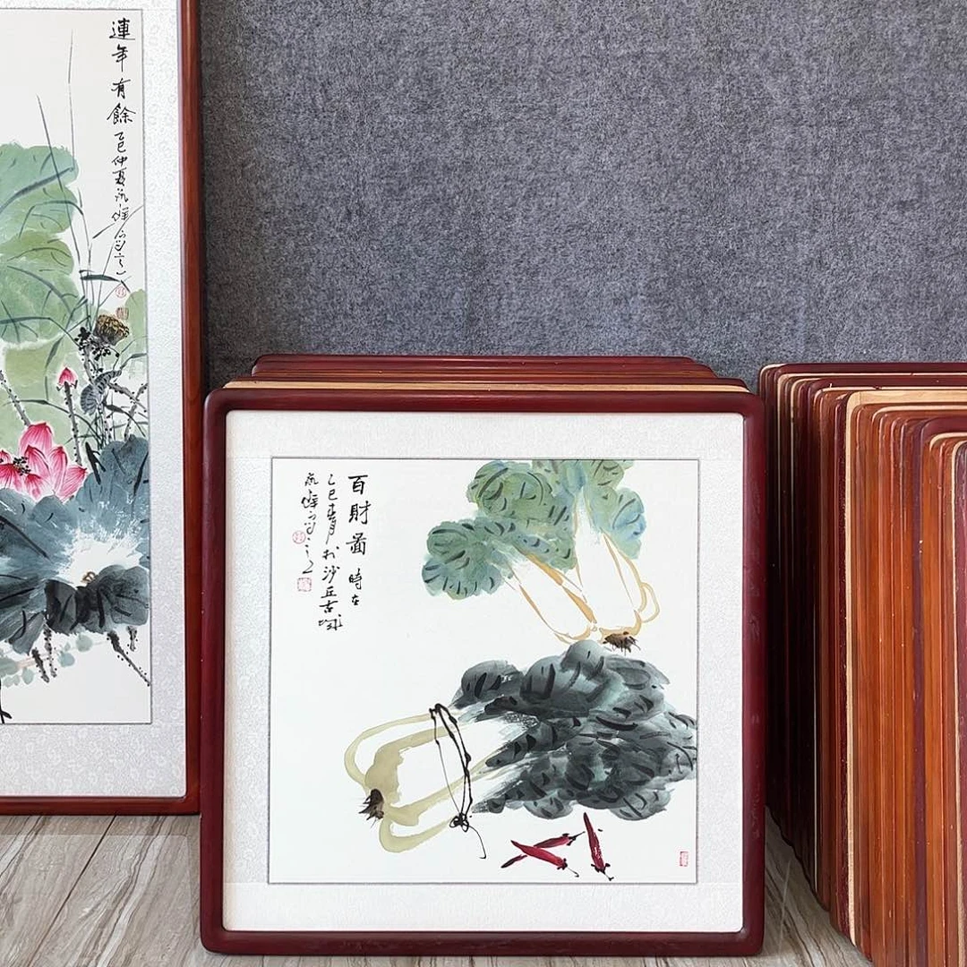 国画书画作品带框63×63