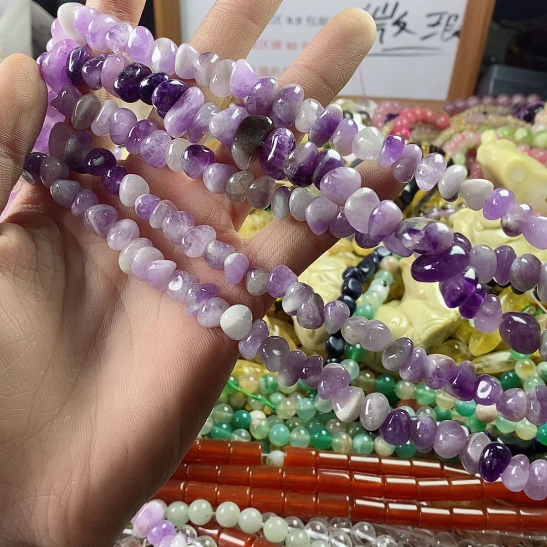 玛瑙/玉髓珠宝半成品未镶嵌一条天然薰衣草紫晶随行A89