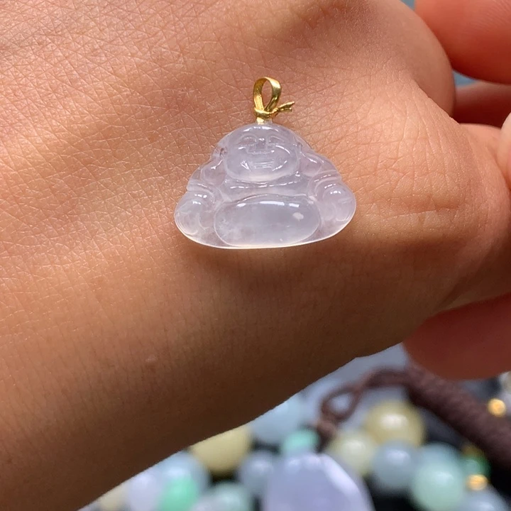 翡翠18K金镶嵌颈饰佛公