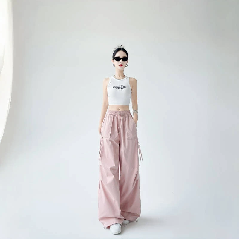 夏季薄款透气欧若风窄版直筒工装裤休闲裤登山跳舞