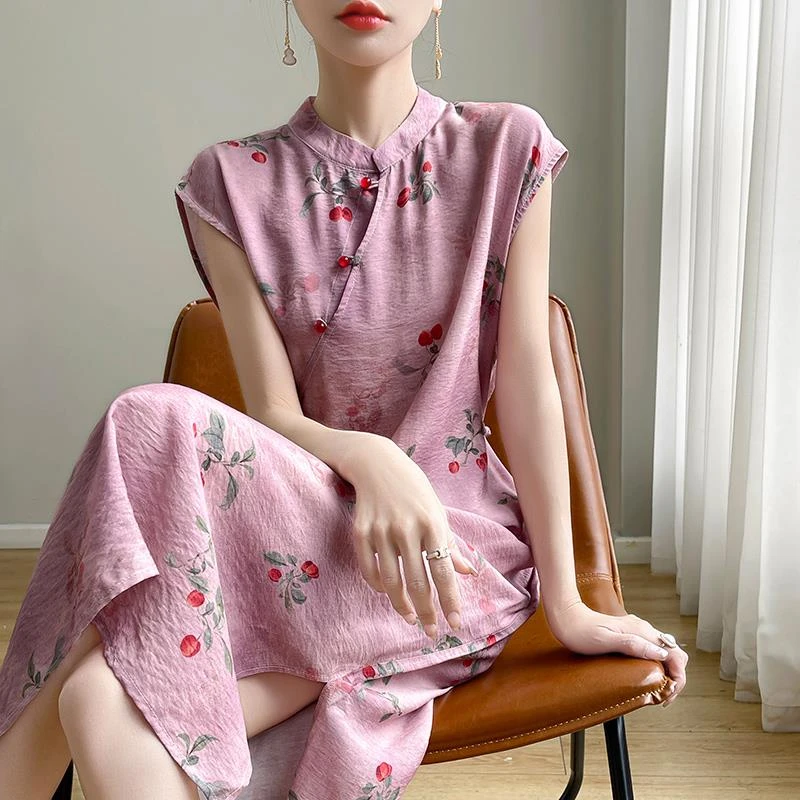 新中式国风旗袍时尚绵连衣裙宽松气质夏装2025春季新款中长款裙子