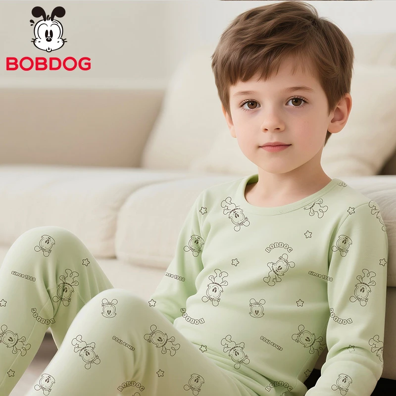 莱卡纯棉巴布豆儿童秋衣秋裤套装韩版男童长袖内衣家居服宝宝睡衣